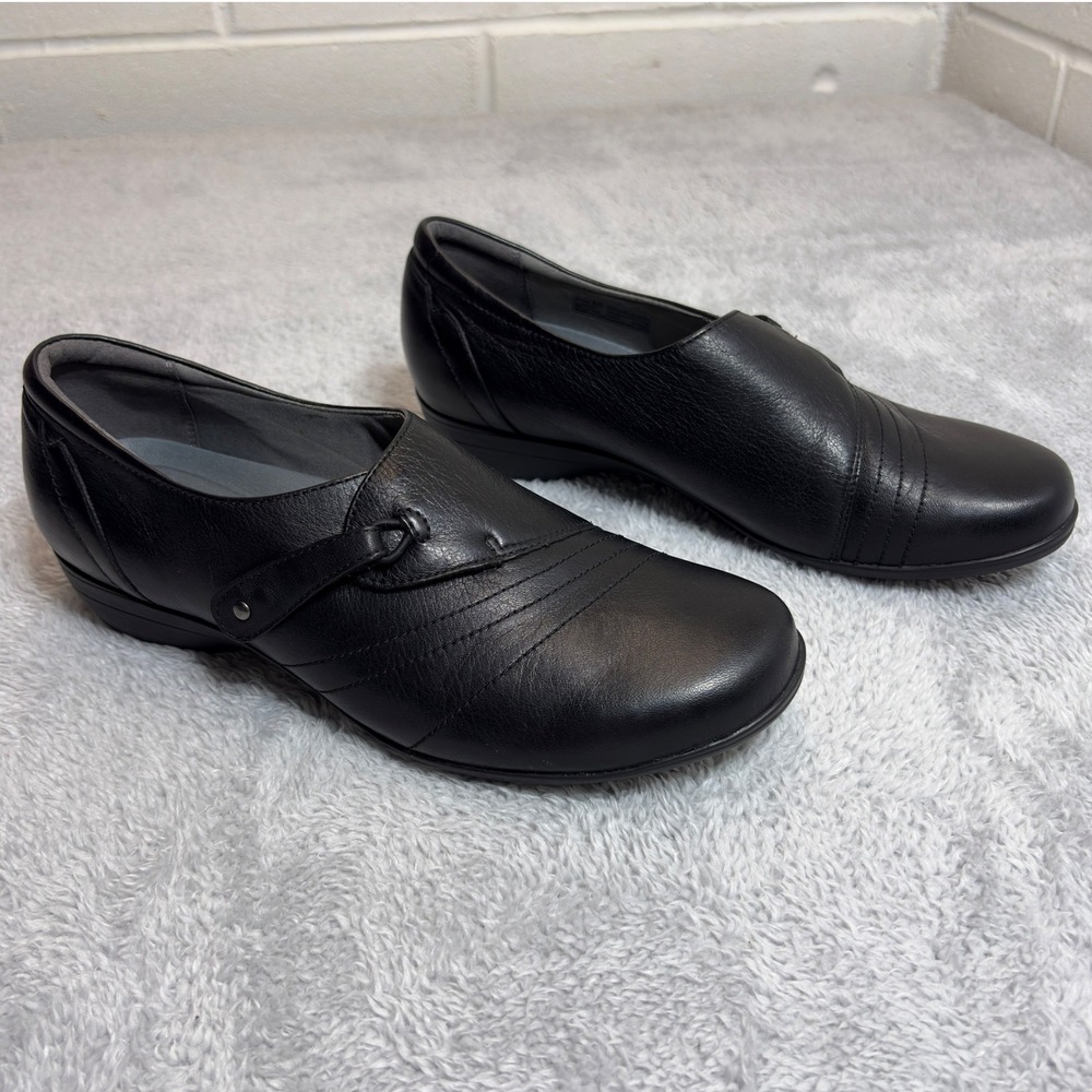 Dansko Loafers Women Size 9.5-10 Black Leather Stitched Slip On Comfort Shoes - Picture 2 of 7